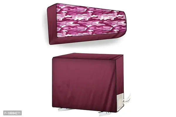 The Furnishing Tree Split AC Cover set of Indoor and Outdoor Unit used for 1.5 Ton Amazon Basics ?PBAC18K5INV201 Camouflage pattern purple on Maroon base