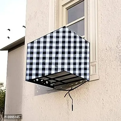 The Furnishing Tree Window ac Cover 1.5 ton Waterproof and dustproof PVC Gingham Pattern Black & White-thumb0