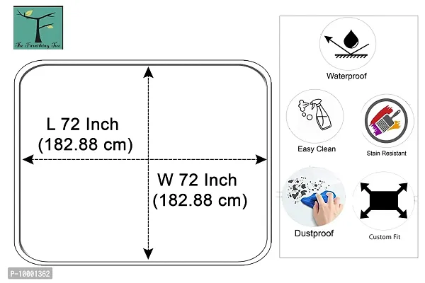 The Furnishing Tree Waterproof Square Shaped Upto 6 Seater Dining Table Cover Size 72x72 inches with White Border Lace-thumb4