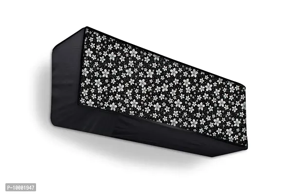 The Furnishing Tree Split AC cover for indoor and outdoor unit of 2 ton waterproof and dustproof Black and white floral pattern-thumb4