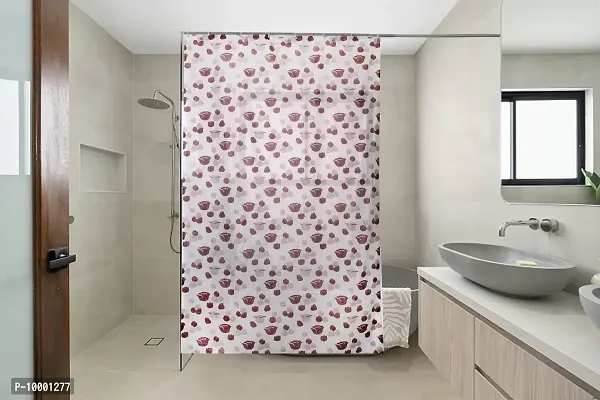 The Furnishing Tree Shower Curtains 7 feet Height 4.5 feet Width Brown Color Floral Pattern with 8 Hooks-thumb0