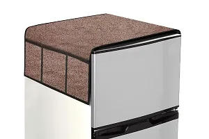 The Furnishing Tree Waterproof Fridge Top Cover with 6 pockets LxW 22x39 Inch Sand Pattern Brown, Wipeable-thumb1