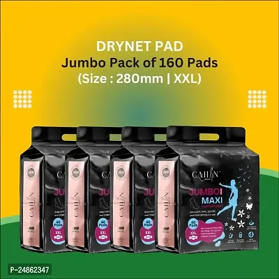 Jumbo Extra comfort Day Night Protection Dry Net Sanitary Napkin Pads (XXXL Size, 160 pads in 4 pack)-thumb0