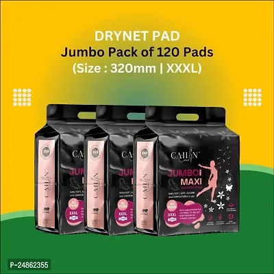 Jumbo Extra comfort Day Night Protection Dry Net Sanitary Napkin Pads (XXXL Size, 120 pads in 3 pack)-thumb0