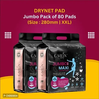 DryNet Womens Sanitary Pads with wings Extra Anti Bacterial Soft Comfortable Sanitary Napkins Pads for Day  Night Protection Pack Of 2 (XXL Size, 80 Pads )