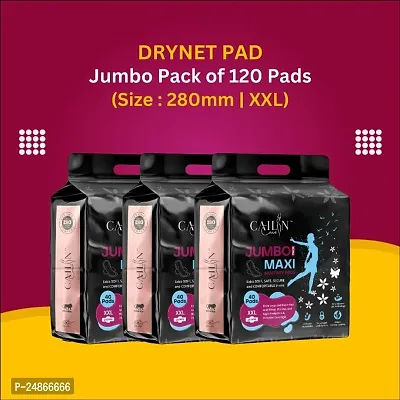 DryNet Womens Sanitary Pads with wings Pack Of 3 (XXL Size, 120 Pads )