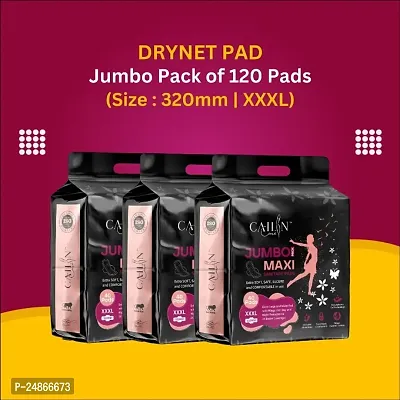 DryNet Womens Sanitary Pads with wings Pack Of 3 (XXXL Size, 120 Pads )