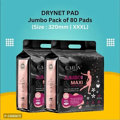 Jumbo Extra comfort Day Night Protection Dry Net Sanitary Napkin Pads (XXXL Size, 80 pads in 2 pack)-thumb0