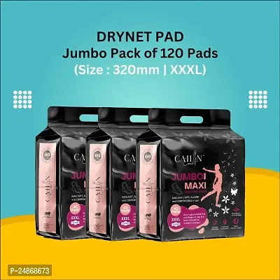 Jumbo Extra comfort Day Night Protection Dry Net Sanitary Napkin Pads (XXXL Size, 120 pads in 3 pack)-thumb0