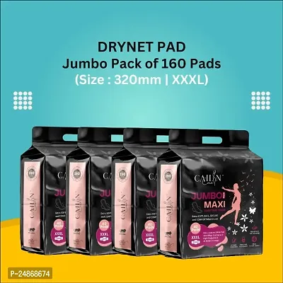 Jumbo Extra comfort Day Night Protection Dry Net Sanitary Napkin Pads (XXXL Size, 160 pads in 4 pack)
