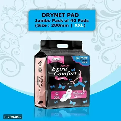 Extra Comfort DRY Net Top Sheet Pad (VALUE FOR MONEY PACK ) naturally SOFT extra LONG Sanitary Pads With Wings (40)
