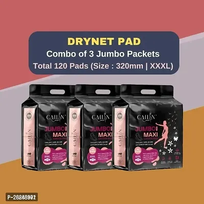 Cailin Care Antibacterial Extra Dry Sanitary Napkin Sanitary Pads (Size - 320mm | XXXL) (Combo of 3 Packet) (Total 120 Pads)-thumb0