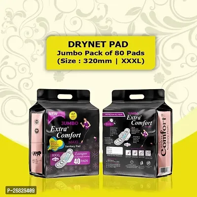 Jumbo Extra Comfort 320 MM MAXI 80 SANITARY PADS (SIZE-XXXL) Sanitary Pad (Combo pack 2) (Pack of 80)