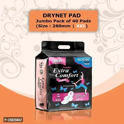 Extra Comfort XXL (Pack of 40) Dry Net Sanitary Pads For Women With Wings