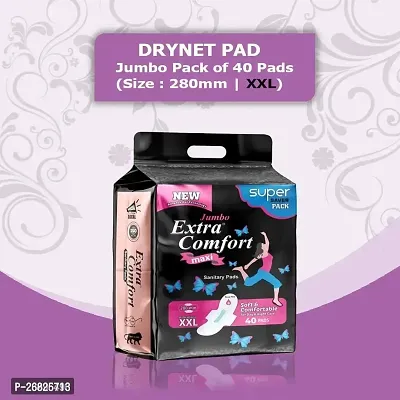Jumbo Extra Comfort Maxi sanitary pads | New Of Advance Gel Technology Overnight Protection Sanitary Pads With Wings for Women (Total 40 Pads)-thumb0