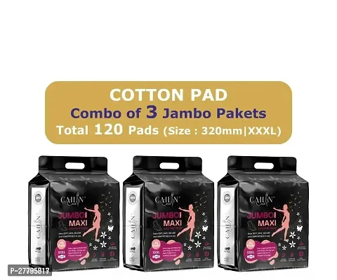 Cailin Care  100% Natural Pure Cotton Sanitary Pads (Size - XXXL | 320mm) Sanitary Pad  (COMBO OF 3 PACKET - Pack of 120)