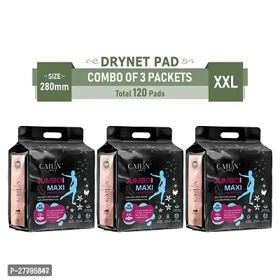 Cailin Care  100% Natural Pure Drynet Sanitary Pads (Size - XXL | 280mm) Sanitary Pad  (COMBO OF 3 PACKET - Pack of 120)-thumb0