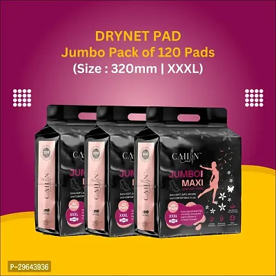 Jumbo Sanitary Napkin with Extra Soft,Safe,Secure and Comfotable in use. (Size - 320mm | XXXL) (Combo of 3 Packet) (Total 120 Pads)-thumb0