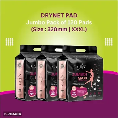 Jumbo Sanitary Napkin with Extra Soft,Safe,Secure and Comfotable in use. (Size - 320mm | XXXL) (Combo of 3 Packet) (Total 120 Pads)-thumb0