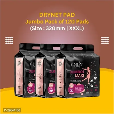 Jumbo Sanitary Napkin with Extra Soft,Safe,Secure and Comfotable in use. (Size - 320mm | XXXL) (Combo of 3 Packet) (Total 120 Pads)-thumb0