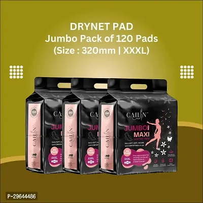 Jumbo Sanitary Napkin with Extra Soft,Safe,Secure and Comfotable in use. (Size - 320mm | XXXL) (Combo of 3 Packet) (Total 120 Pads)-thumb0