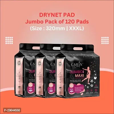 Jumbo Sanitary Napkin with Extra Soft,Safe,Secure and Comfotable in use. (Size - 320mm | XXXL) (Combo of 3 Packet) (Total 120 Pads)-thumb0