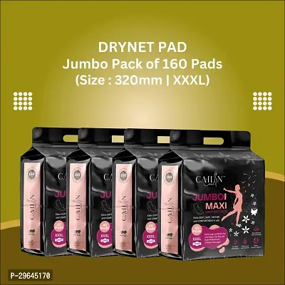 Sanitary Pads With Wings |Odour Control Sysytem |100% Leakage Protection |Day  Night Protection | 320 MM Maxi (XXXL) 4 Jumbo Packet of 160 Extra large Pads-thumb0