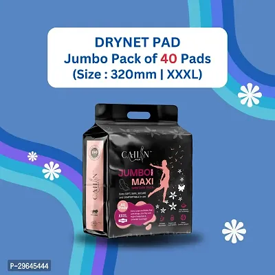 Sanitary Pads With Wings |Odour Control Sysytem |100% Leakage Protection |Day  Night Protection | 320 MM Maxi (XXXL) 1 Jumbo Packet of 40 Extra large Pads-thumb0