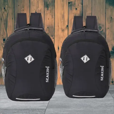 Stylish PU Solid Laptop Backpack - Pack of 2