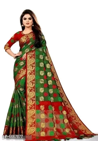 Stylish Jacquard Art Silk Sarees With Banarasi Silk Blouse For Women-thumb0