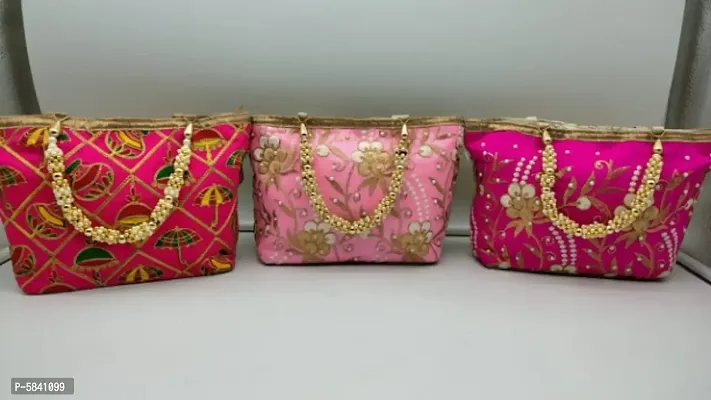 Trendy Embroidered Moti Handle Handbag Multicolored Pack of 1-thumb0