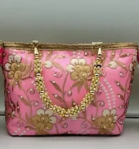Trendy Embroidered Moti Handle Handbag Multicolored Pack of 1-thumb2