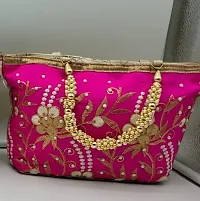 Trendy Embroidered Moti Handle Handbag Multicolored Pack of 1-thumb1