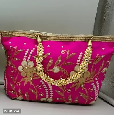 Trendy Embroidered Moti Handle Handbag Multicolored Pack of 1-thumb2