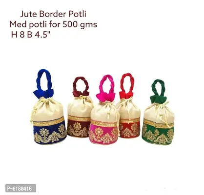 Woman Jute Border Potli Me Potli For 500 gms Multicolored Pack Of 6 Pcs
