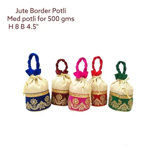 Woman Jute Border Potli Me Potli For 500 gms Pack Of Pcs