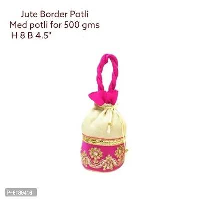 Woman Jute Border Potli Me Potli For 500 gms Multicolored Pack Of 6 Pcs-thumb2