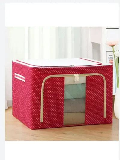 Wardrobe Fabric Organizer, Storage Boxes for Clothes with Zip - 66 Litre,Polka Dots (Multi-Couler)