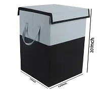 Folding Laundry Basket For Clothes With Lid And Handle Toys Organizer 75 Liter Black-thumb2