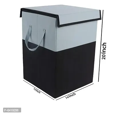 Folding Laundry Basket For Clothes With Lid And Handle Toys Organizer 75 Liter Black-thumb3