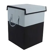 Folding Laundry Basket For Clothes With Lid And Handle Toys Organizer 75 Liter Black-thumb3