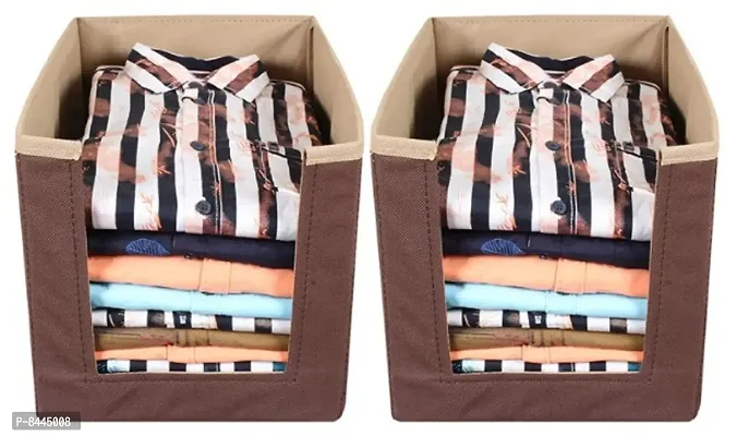 Non Woven Shirt Stacker/Shirt Organizer/Wardrobe Organizer- Brown Pack of 2