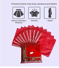 Non Woven Cotton Plain Saree cover Heavy Quality Saree Packing Covers / Wedding Saree Packing Bags Pack of 12 pcs (Red)-thumb2