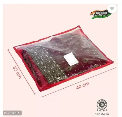 Non Woven Cotton Plain Saree cover Heavy Quality Saree Packing Covers / Wedding Saree Packing Bags Pack of 12 pcs (Red)-thumb4