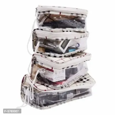 Ethiana Multipurpose Transparent Travel Pouch Makeup Toiletry Kit Bag (Set of 4) Sizes - 24 x 14 x 11 cm-thumb2