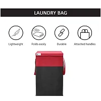 Ethiana Durable And Collapsible Foldable Laundry Basket With Lid Storage Bag With Side Handles For Clothes  Toys (Red  Black)-thumb1