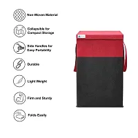 Ethiana Durable And Collapsible Foldable Laundry Basket With Lid Storage Bag With Side Handles For Clothes  Toys (Red  Black)-thumb3
