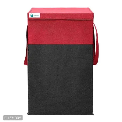 Ethiana Durable And Collapsible Foldable Laundry Basket With Lid Storage Bag With Side Handles For Clothes  Toys (Red  Black)-thumb5