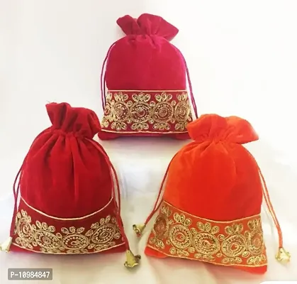 Ethiana Embroidered Design Potli bags Handbags for Women Gifting Wristlets For Wedding, Festival, Kitty Subh Shagun-Pack of 2-thumb0