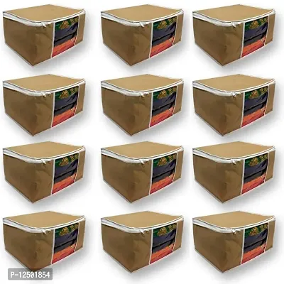 Non Woven Multi Sari Packing Saree Cover Storage Bags for Clothes Combo Offer Saree Organizer Pack of 12 pcs-thumb0
